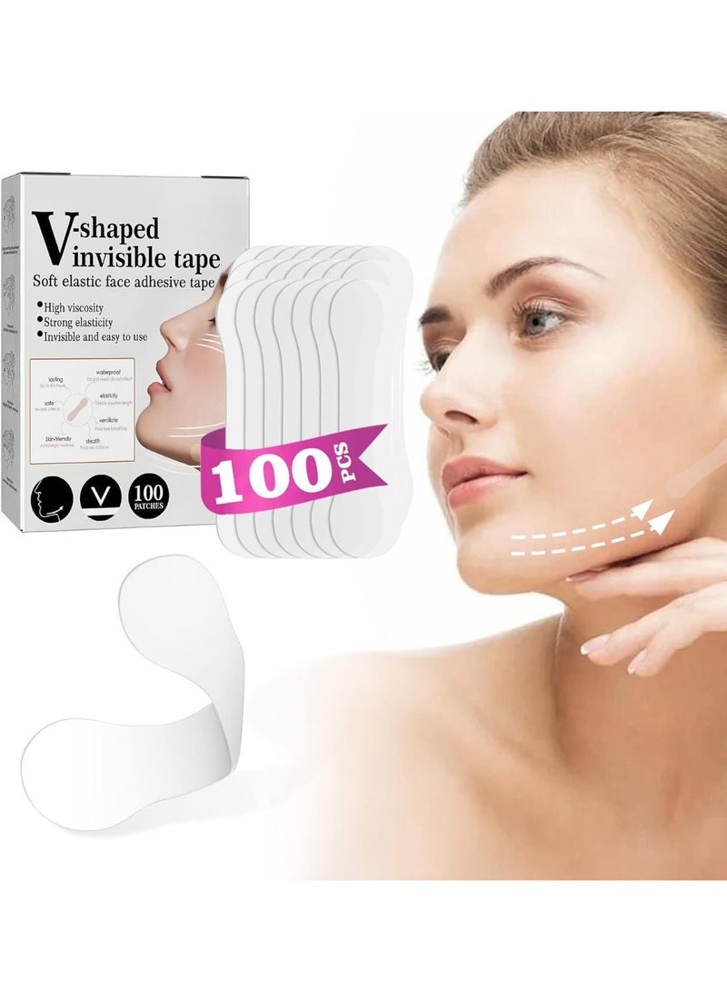 V-Line Face Lift Tape - 100 PCS Invisible Lifting Strips for Double Chin Reduction, Wrinkle Concealment & Skin Tightening - Image 1